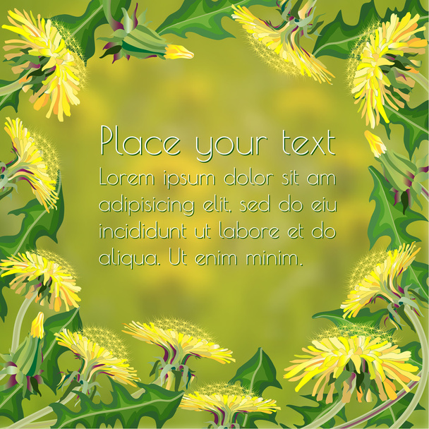 Vector illustration with dandelions on floral background.  - Vector, Image