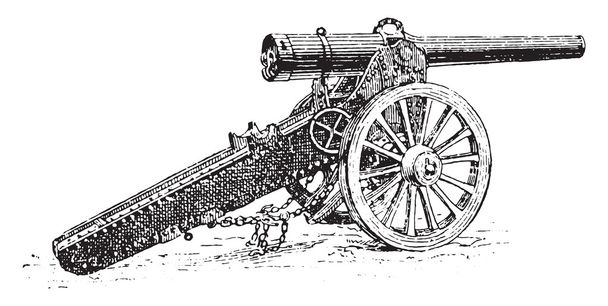 Siege Cannon, vintage engraving. - Wektor, obraz