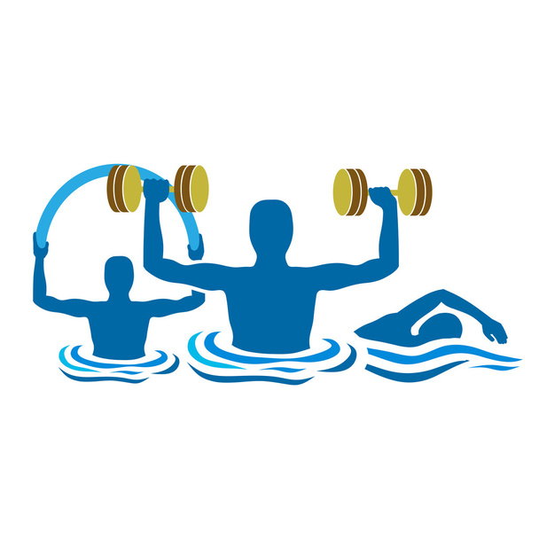 физиотерапия силуэтом водной гимнастики с гантелями
 - Вектор,изображение