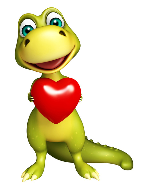 lindo personaje de dibujos animados dinosaurio con corazón
 - Foto, imagen
