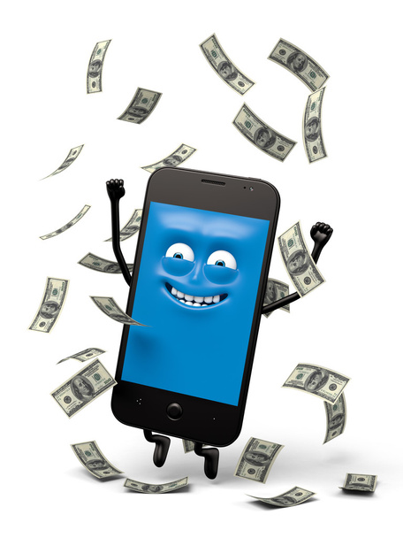 Mobiel, dollar, geld, - Foto, afbeelding