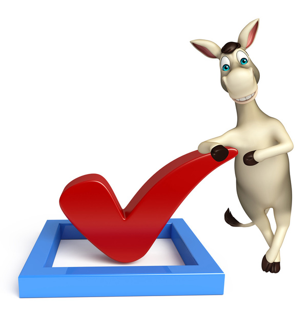 lindo personaje de dibujos animados burro con signo derecho
 - Foto, imagen