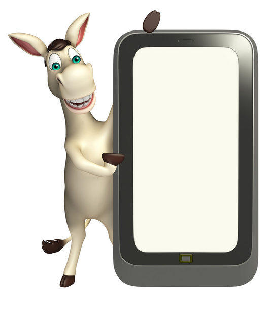 Personagem de desenho animado burro com celular
 - Foto, Imagem