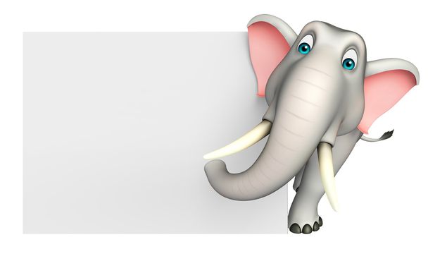 lindo elefante personaje de dibujos animados con pizarra blanca
 - Foto, imagen