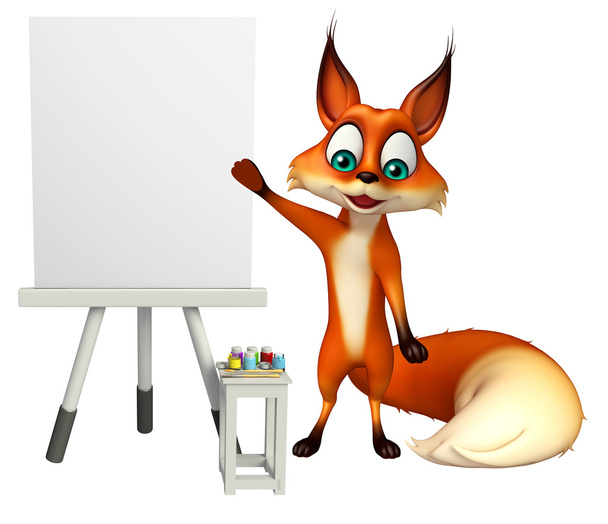 cute Fox cartoon character with white board - Foto, Bild