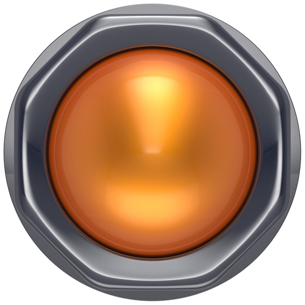 Button orange start turn off on action push down activate power - Photo, Image