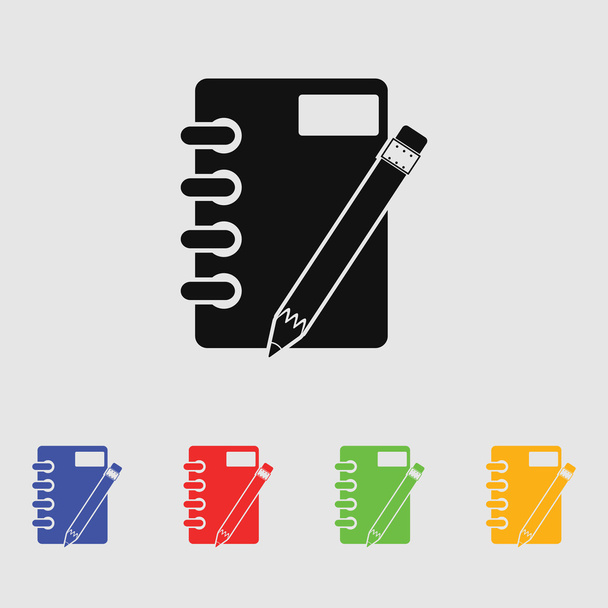 Notebook and pencil icon - Vector, Image