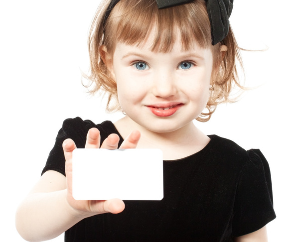 The little girl holds a pure card - Фото, зображення