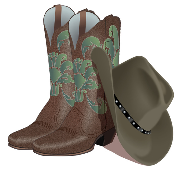 Cowboy boots and hat - Photo, Image