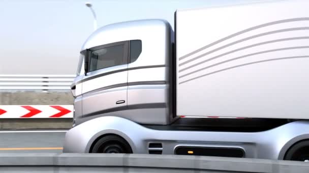 3dcg animasyon özerk hibrid kamyonun otoyolda sürüş - Video, Çekim