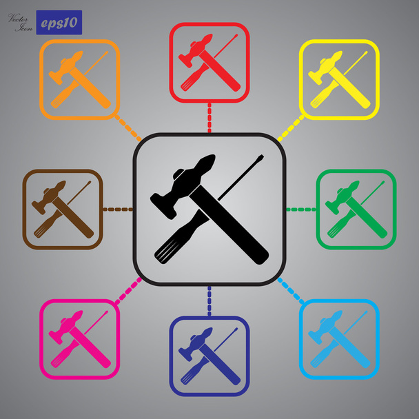 Vector Hammer and Screwdriver Icon - Vector, Image