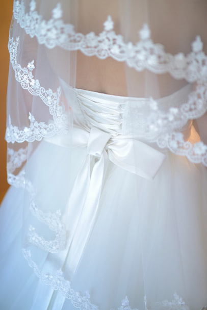 Beautiful bride in lace veil - Foto, imagen