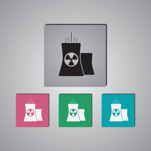 Symbol des Atomkraftwerks mit Strahlungszeichen auf dem Rohr - Vektor, Bild