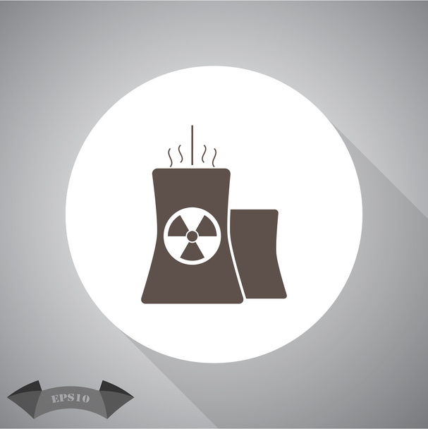Icon of atomic power station with radiation sign on pipe - Vector, Image