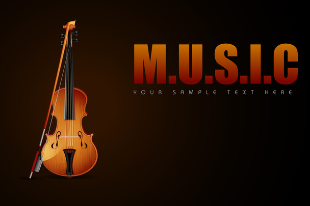 Violin on Music Background - Vector, Image