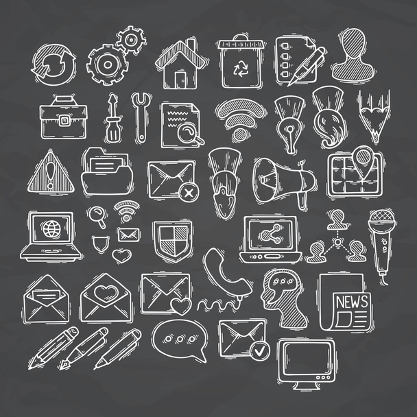 Set of doodle web, computer and drawing icons. - Vector, Image