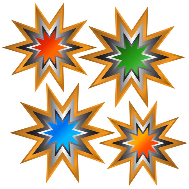 Quattro adesivi multicolori
 - Vettoriali, immagini