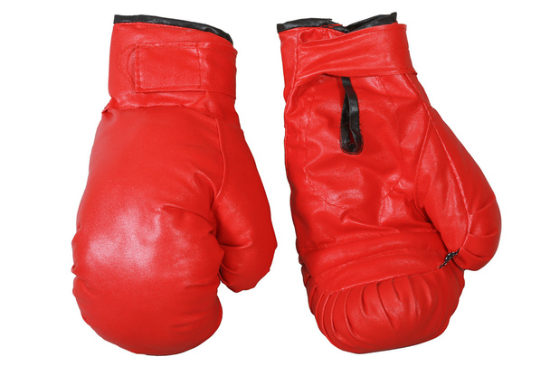 red Boxing gloves isolated on white background - Photo, image