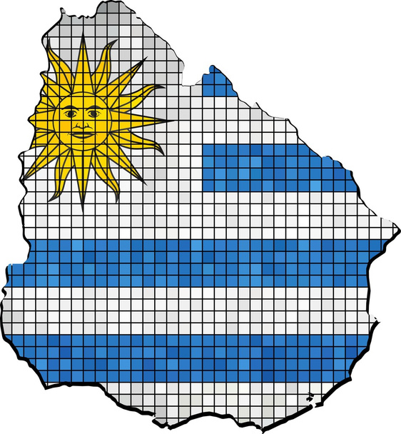 Mapa de Uruguay con bandera dentro
 - Vector, imagen