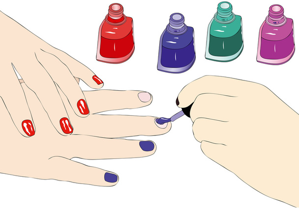The choice of the enamel in a beauty salon - Vector, Image