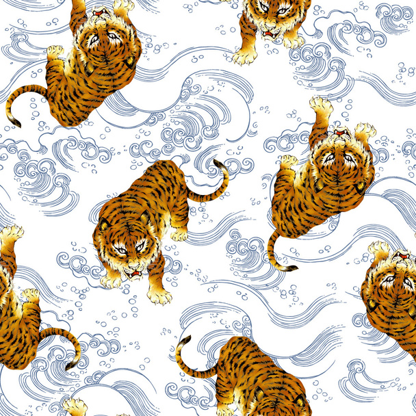 Tiger illustration pattern - Fotografie, Obrázek