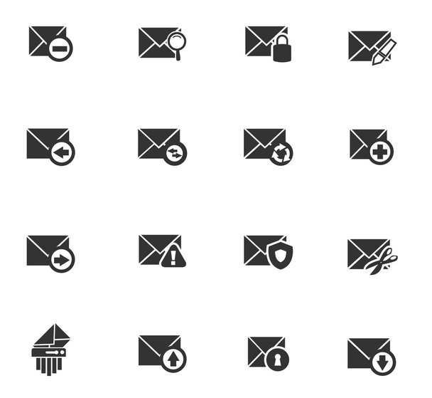 Conjunto de iconos de correo y sobre - Vector, Imagen