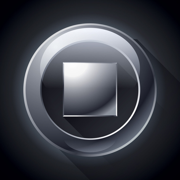 Vector control button, stop icon, black gloss button, elements for you design project - Vektor, Bild