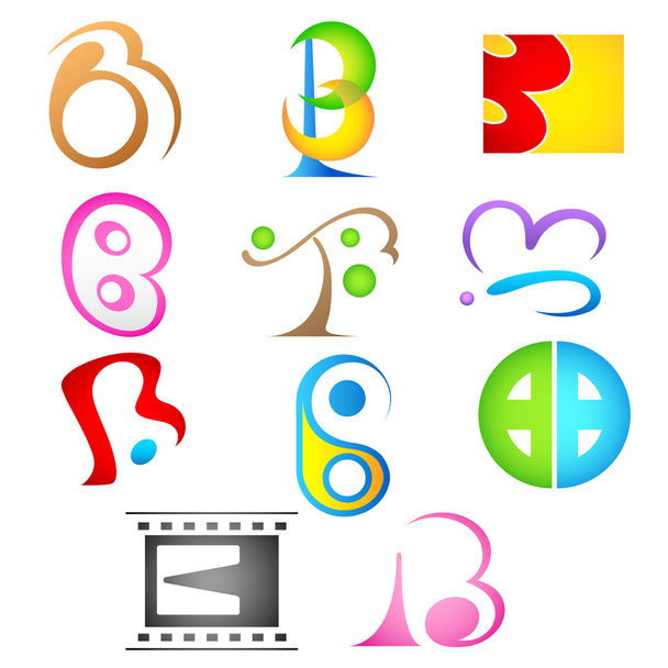 Different Icon with alphabet b - Vector, Image