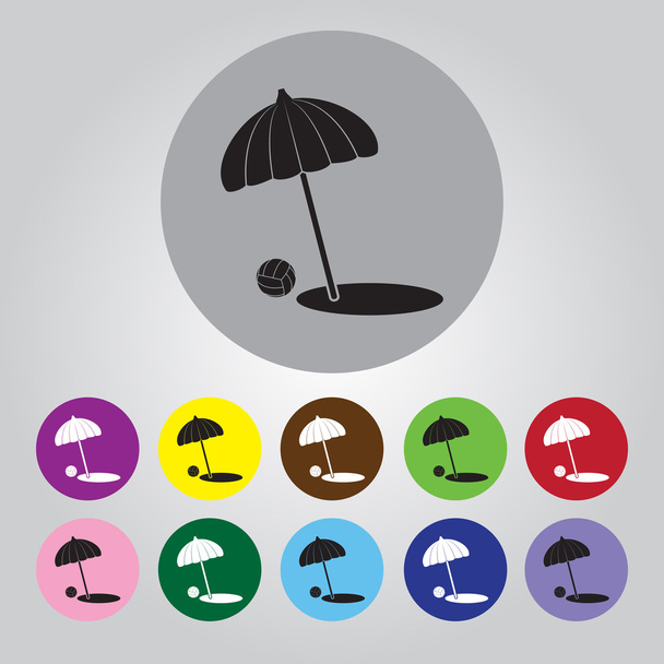Pláž deštník vektorové ikony - Vektor, obrázek