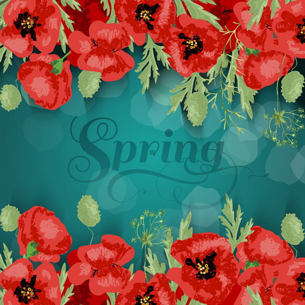 spring background with poppies - Vektori, kuva