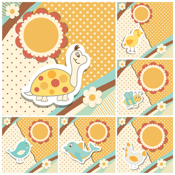 Set of template for child, baby shower card - Vector, afbeelding