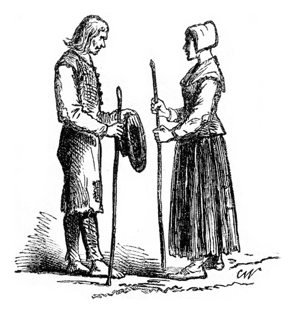 Beggars, vintage engraving. - Foto, afbeelding