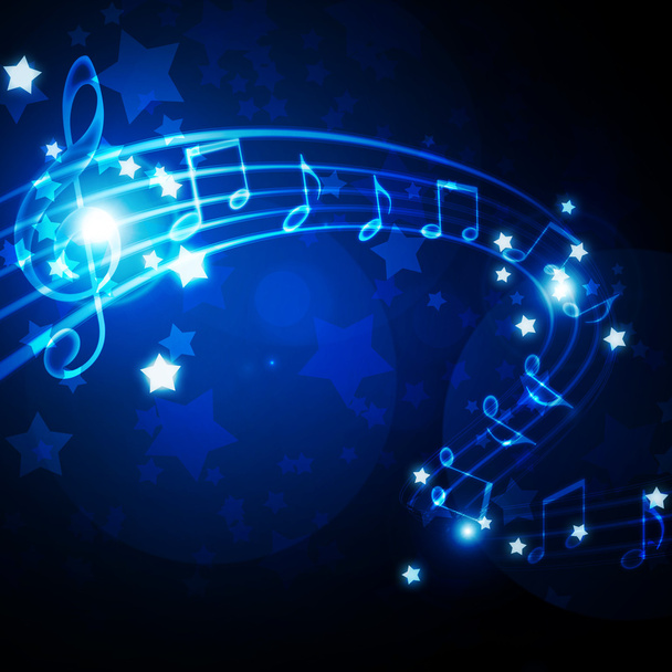 Musical staff with notes and stars - Foto, imagen