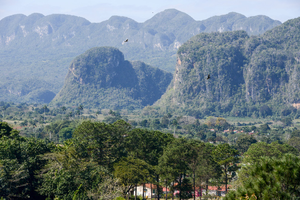 Vista panorámica del paisaje con mogotes en el Valle de Vinales
 - Foto, imagen