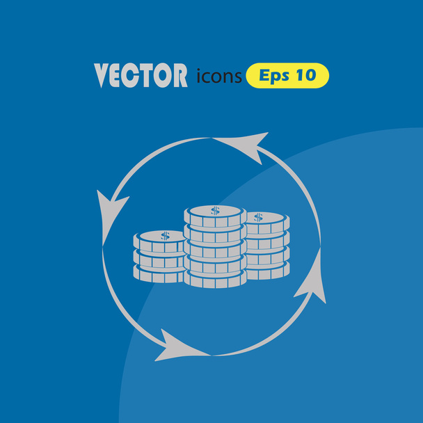 Monedas de circulación Icono vectorial
 - Vector, imagen
