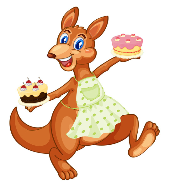 kangoeroe met gebak - Vector, afbeelding
