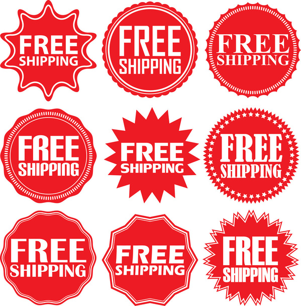 Free shipping signs set, free shipping sticker set, vector illus - Vector, Image