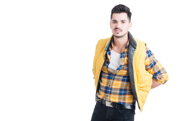 Handsome male posing in fashionable casual and trendy clothes  - Fotografie, Obrázek