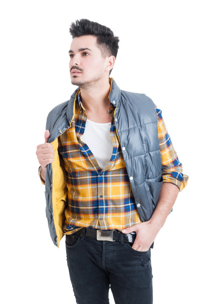 Fashion portrait of handsome stylish man wearing casual clothes - Фото, изображение