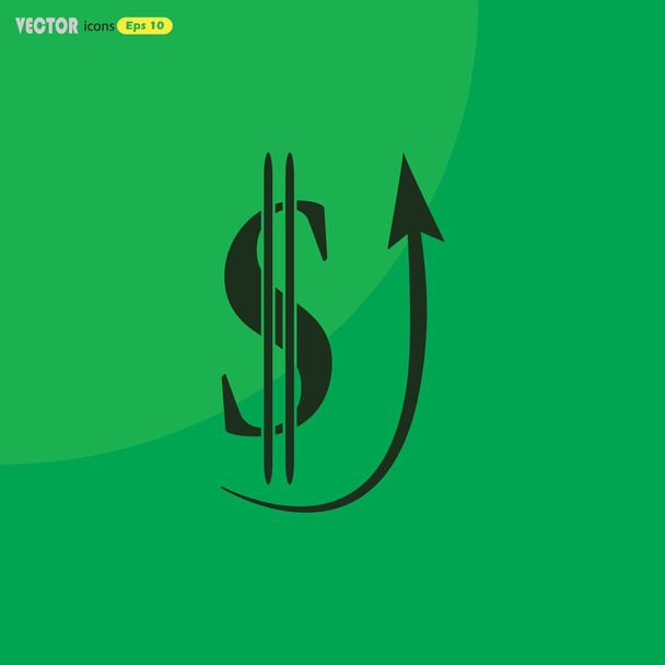 Znak dolaru roste ikona - Vektor, obrázek