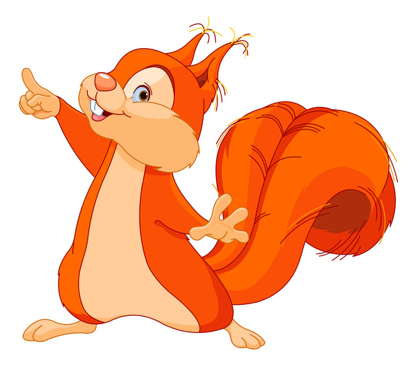 cute Squirrel  pointing - Vector, Image
