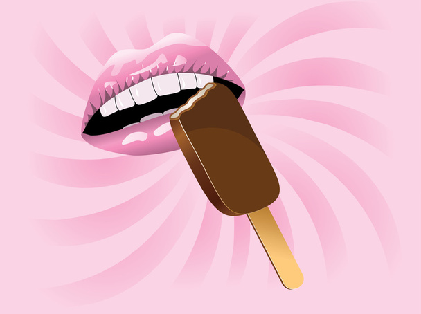 Lips with Ice Cream - Vector, Image