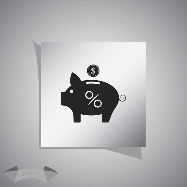 Vector percent piggy money bank icon - Vector, Image