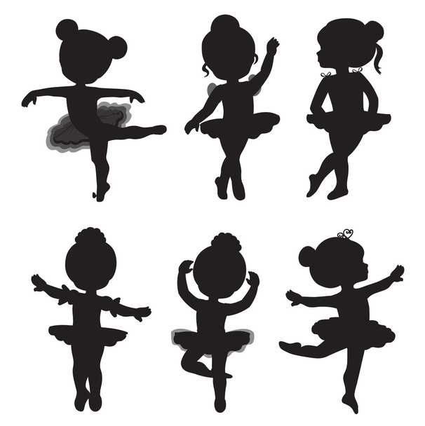 Vector set of silhouettes of little ballerinas. - Vector, Image