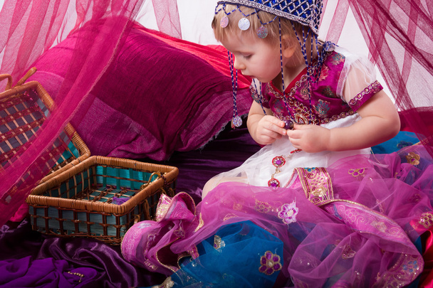 Little young east girl, sultana, Princess in Indian dress sari b - Fotografie, Obrázek