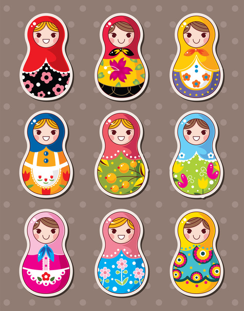 Russian dolls stickers - Διάνυσμα, εικόνα