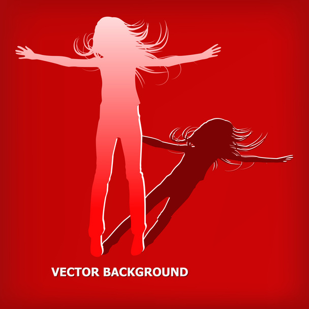 Abstract silhouette girl which jump background - Foto, Imagem