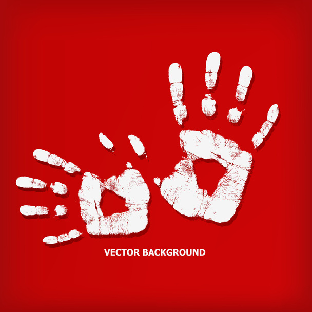 Abstract hand print on a red background - Photo, Image