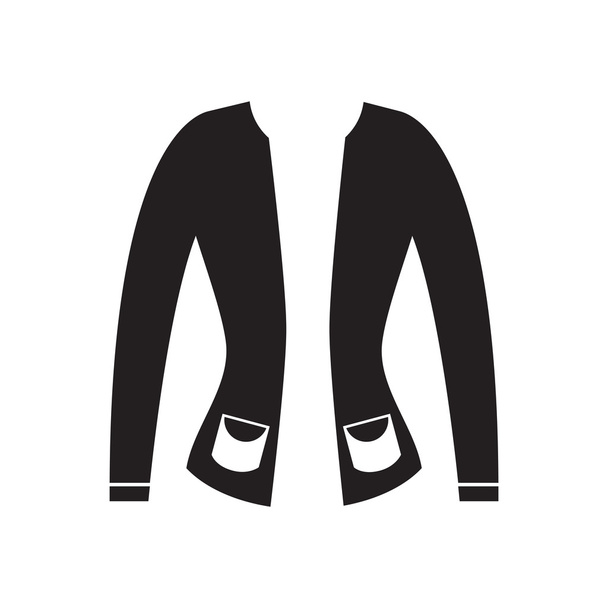 Flat icon in black and white women cardigan - Vector, Image