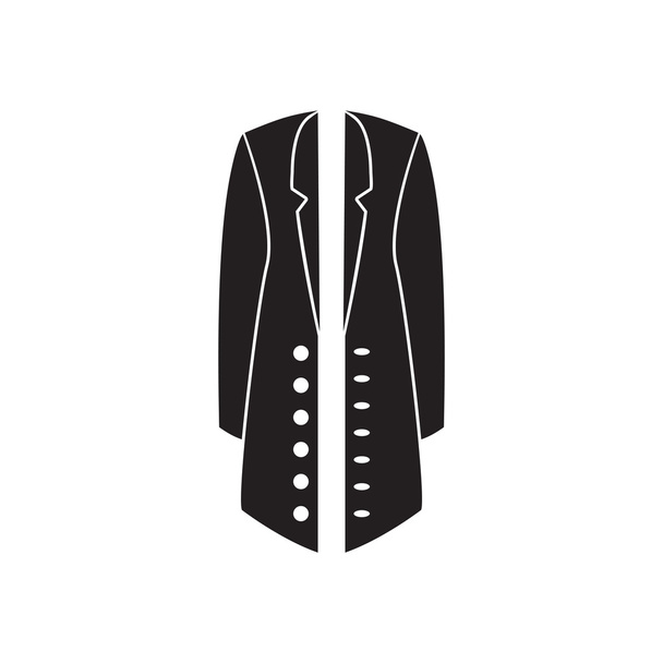 flache Ikone im schwarz-weißen Mantel - Vektor, Bild